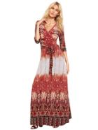 Shein Colorful Printed Self-tie Waist Long Dress