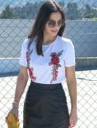 Shein Embroidered Side Slit T-shirt