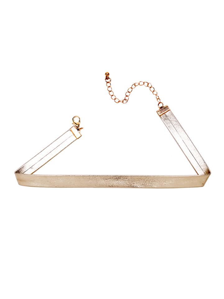 Shein Champagne Shiny Pu Leather Thin Choker Necklace