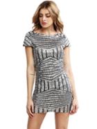 Shein Silver Cap Sleeve Backless Sequined Dress