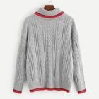 Shein Contrast Trim Cable Knit Sweater