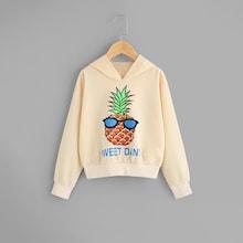 Shein Girls Cartoon Print Hoodie