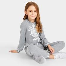 Shein Girls Mixed Print Zipper Up Hoodie Jumpsuit