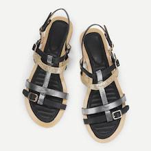 Shein Glitter Design Open Toe Strap Flat Sandals