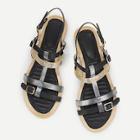 Shein Glitter Design Open Toe Strap Flat Sandals