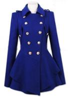 Rosewe Winter Essential Long Sleeve Double Breasted Coat Blue