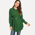 Shein Single Breasted Self Tie Solid Outerwear
