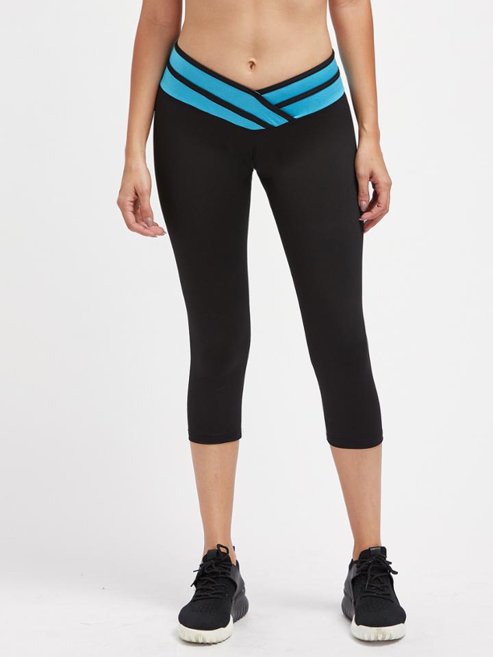 Shein Active Contrast Panel Capri Leggings