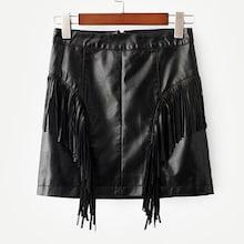 Shein Fringe Trim Pu Skirt