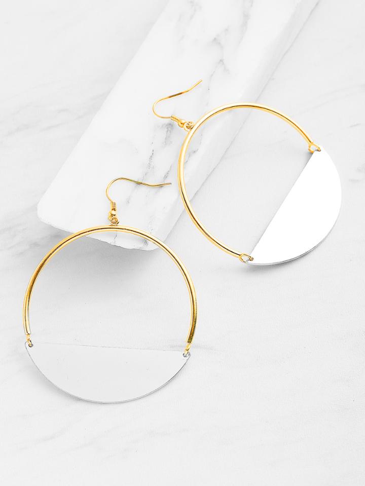 Shein Two Tone Geometric Drop Earrings