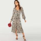 Shein Plunging Neck Leopard Print Dress