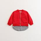 Shein Girls 2 In 1 Stripe Zipper Jacket