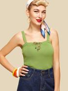 Shein Lace Up Knit Cami Top