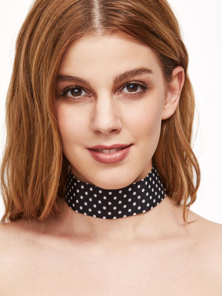 Shein Black Polka Dot Wide Choker Necklace