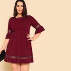 Shein Plus Laser Cut Insert Flounce Sleeve Dress