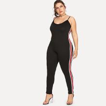 Shein Plus Contrast Striped Side Cami Jumpsuit