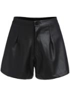 Shein Black High Waist Wide Leg Pu Shorts