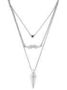 Shein Silver Multilayer Geometric Pendant Necklace