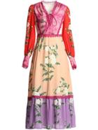 Shein Tie Neck Contrast Lace Print Dress