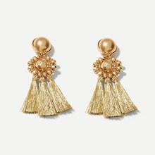 Shein Bead Detail Tassel Drop Earrings