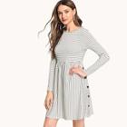 Shein Buttoned Side Pinstripe Dress