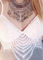 Rosewe Lace Embroidery Solid White Camisole Top