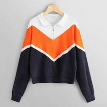 Shein Cut-and-sew Half Placket Sweatshirt