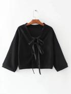 Shein Lace Up V Neck Raglan Sleeve Sweater