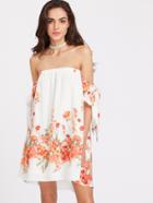 Shein Sash Tie Sleeve High Low Swing Botanical Dress