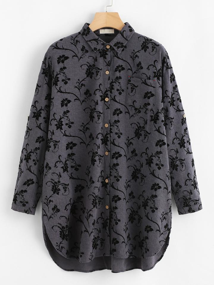 Shein Floral Pattern Shirt Dress