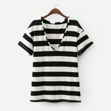 Shein Drop Shoulder Wide-striped Tee