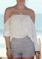 Rosewe Off The Shoulder White Chiffon Blouse