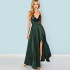Shein Contrast Sequin Split V-neck Cami Dress