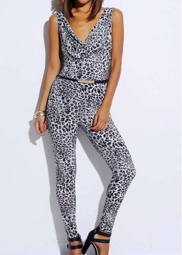 Rosewe Vogue V Neck Print Design Ankle Length Jumpsuit