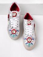 Shein Rhinestone Detail Flower Decorated Lace Up Trainers