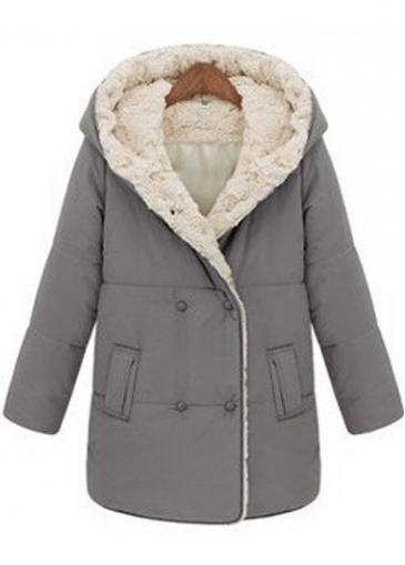 Rosewe Charming Long Sleeve Hooded Collar Woman Coat Grey