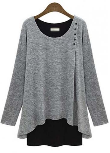 Rosewe Trendy Fake Two Piece Design Long Sleeve T Shirt