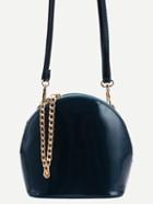 Shein Faux Patent Leather Zip Closure Bag With Strap - Dark Green