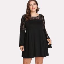 Shein Plus Floral Lace Insert Dress