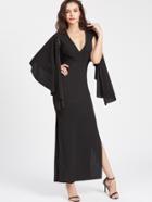 Shein Surplice Plunging High Slit Cape Dress