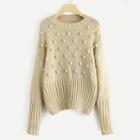 Shein Drop Shoulder Pompom Beaded Sweater