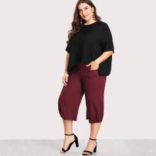 Shein Plus Asymmetric Hem Top & Crop Pants Set