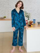 Shein Feather Print Shirt & Pants Pj Set