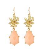 Shein Pink Gemstone Flower Drop Earrings