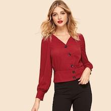 Shein 70s Single Breasted Crop Blouse