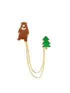 Shein Bear & Tree Design Chain Brooch