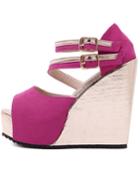 Shein Hot Pink Ankle Strap Wedges Sandals