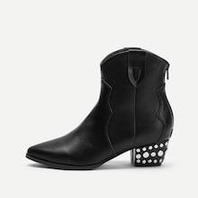 Shein Studded Detail Zipper Back Boots