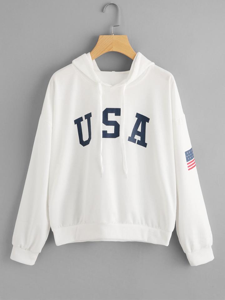 Shein American Flag Print Hoodie