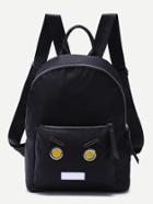 Shein Black Cartoon Patch Front Pocket Nylon Backpack